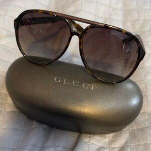 Gucci Brown Aviator Sunglasses